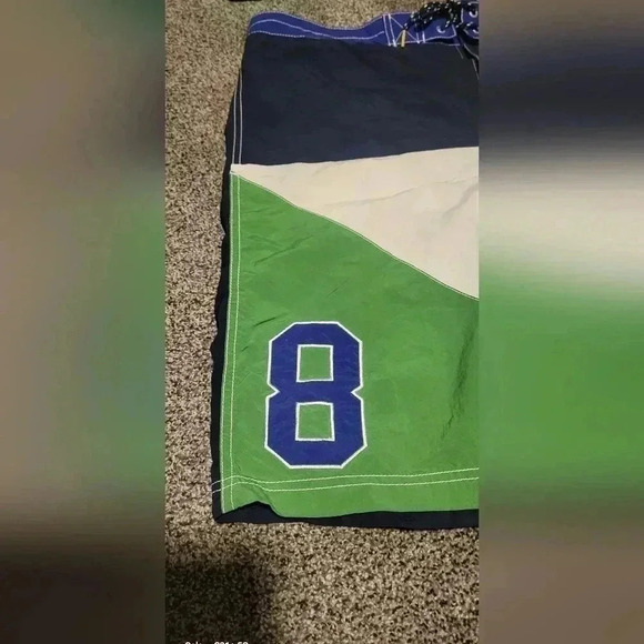 VTG Tommy Hilfiger Color Block Board Surf Swim Trunks Shorts Crest XLG - Picture 7 of 9